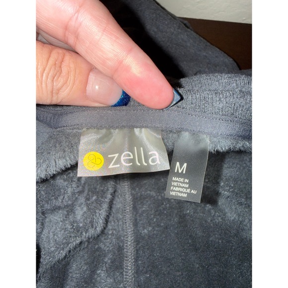 Zella Cozy Fleece Lined Wrap Cardigan Gray Shawl Collar Size M - Picture 3 of 6